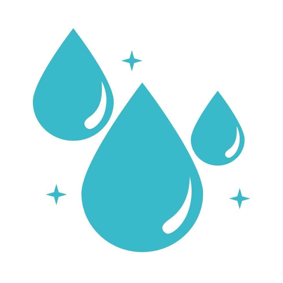 gotas minerales agua naturaleza líquido azul silueta estilo icono vector