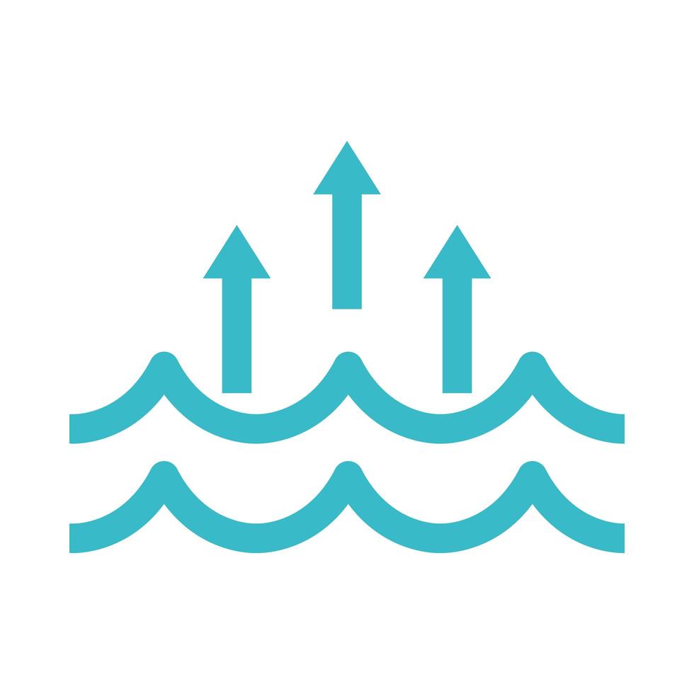 water waves evaporation nature liquid blue silhouette style icon vector