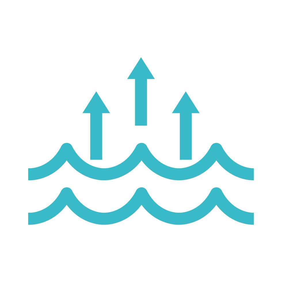 ondas de agua evaporación naturaleza líquido azul silueta estilo icono vector