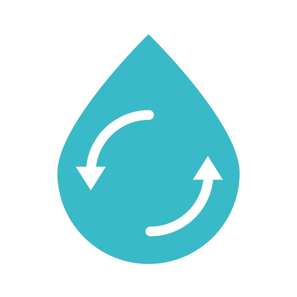 recycle water drop nature liquid blue silhouette style icon vector