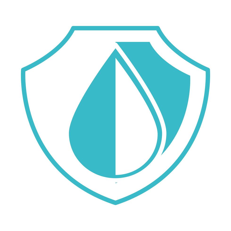 water drop shield protection nature liquid blue silhouette style icon vector