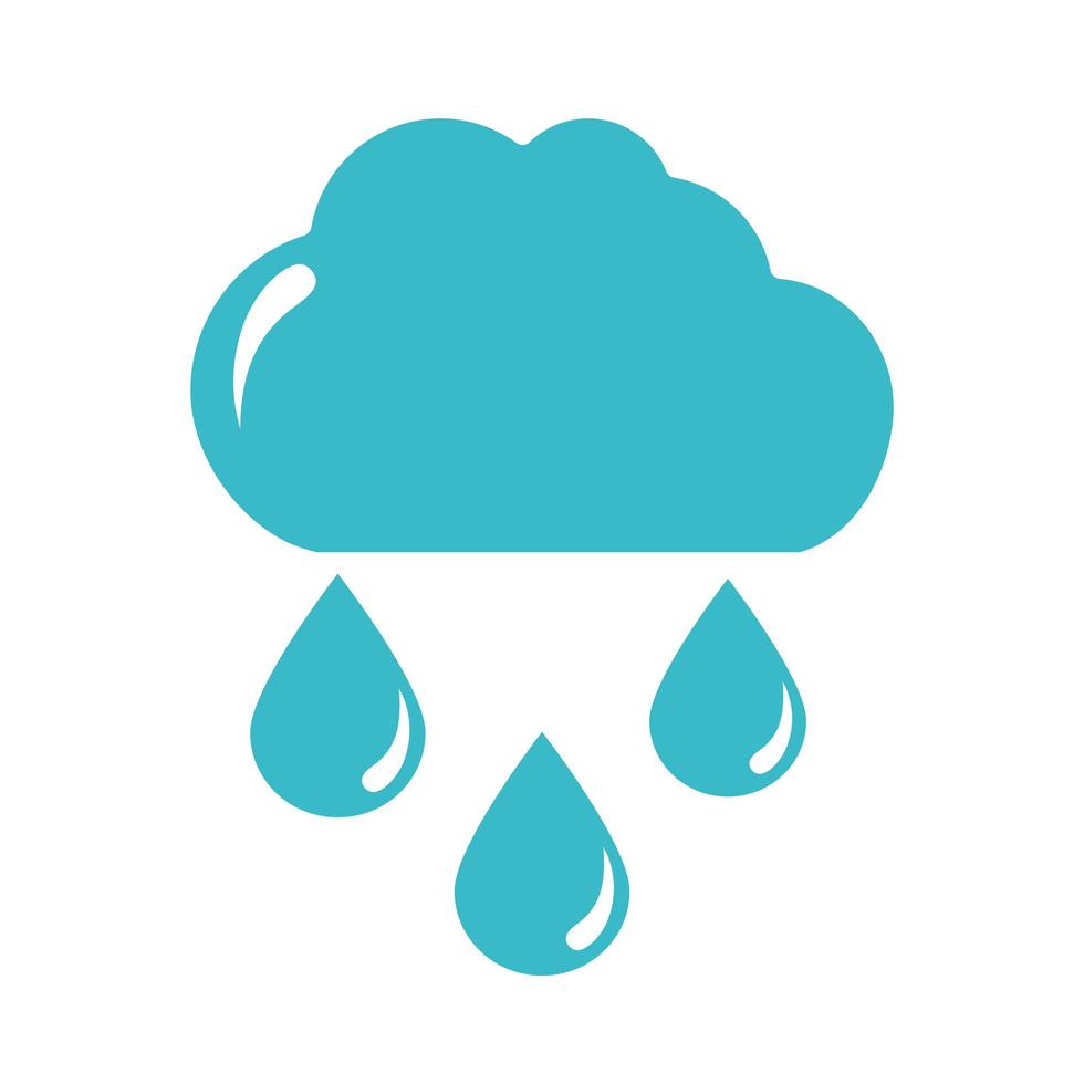 cloud rain drops water climate nature liquid blue silhouette style icon vector