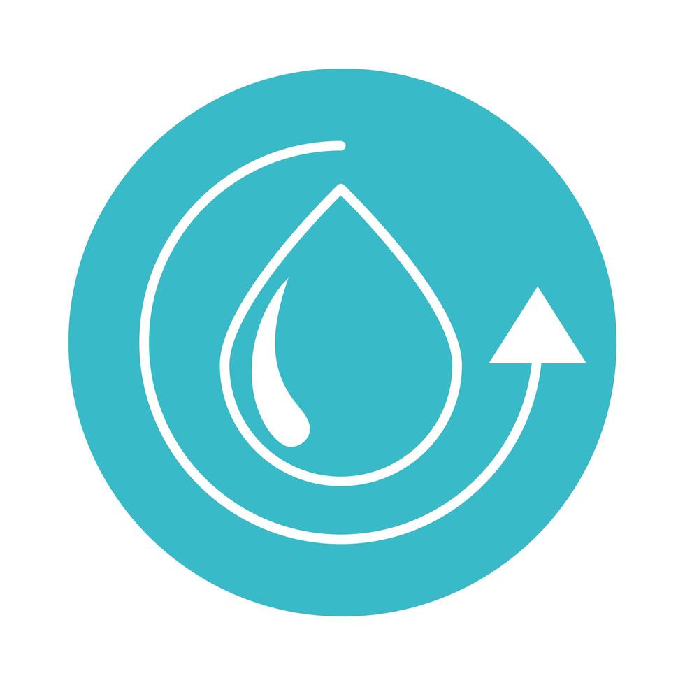icono de estilo de bloque azul líquido de naturaleza de ciclo de gota de agua vector