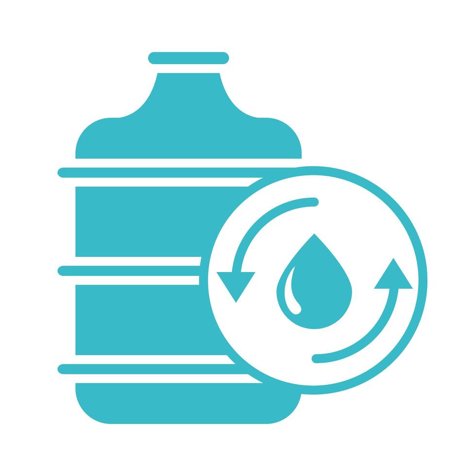 bottle water drop pure nature liquid blue silhouette style icon vector