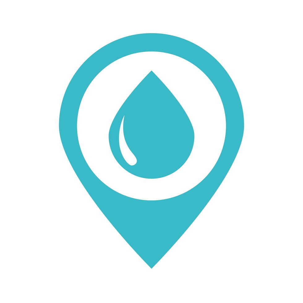 location pointer water drop nature liquid blue silhouette style icon vector