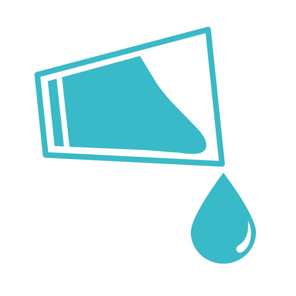 glass cup pouring water drop nature liquid blue silhouette style icon vector