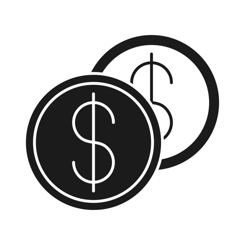 Gestión de negocios financieros de dinero desarrollando exitoso icono de estilo de silueta vector