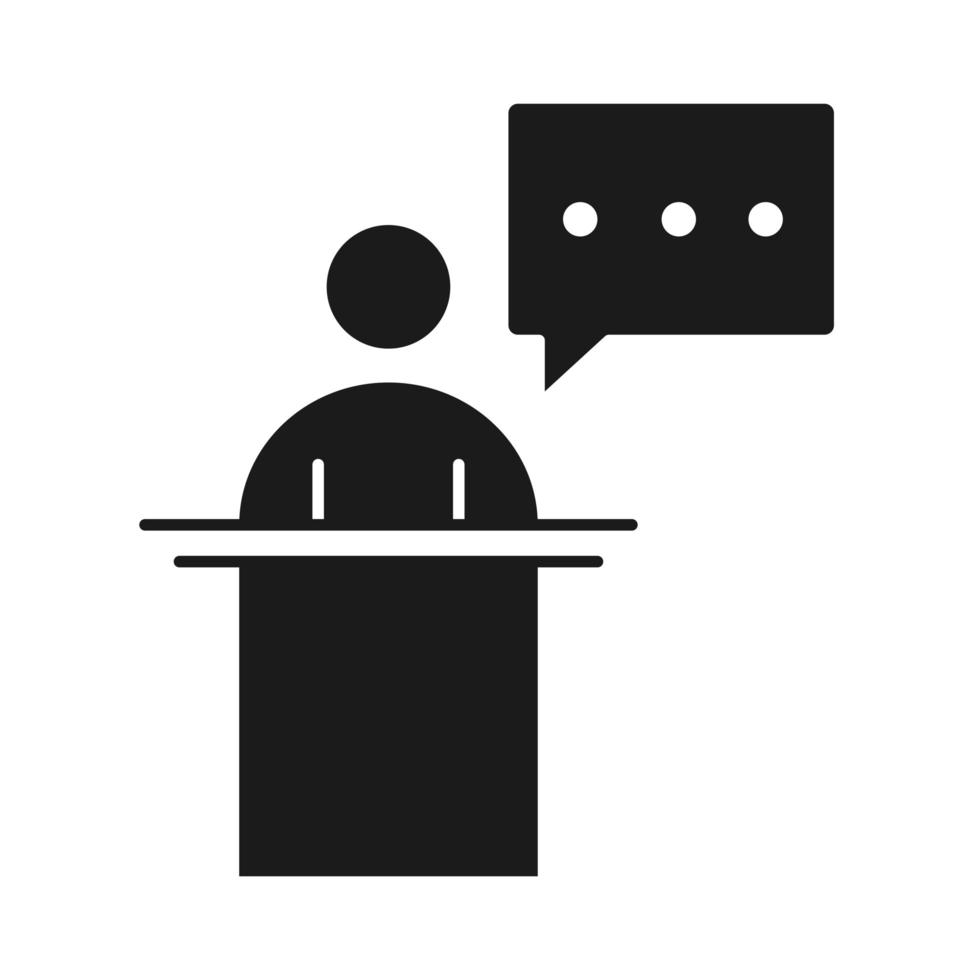 businessman character speak on the podium management developing successful silhouette style icon vector