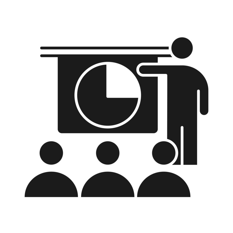 businesspeople conference report diagram management developing successful silhouette style icon vector