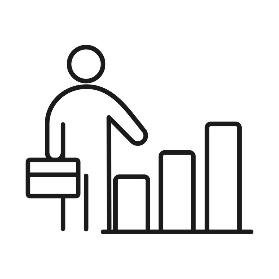 empresario gráfico informe economía gestión empresarial desarrollando exitoso icono de estilo de línea vector