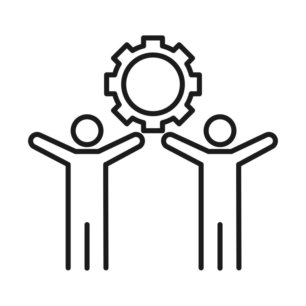 businesspeople teamwork cooperation management developing successful line style icon vector