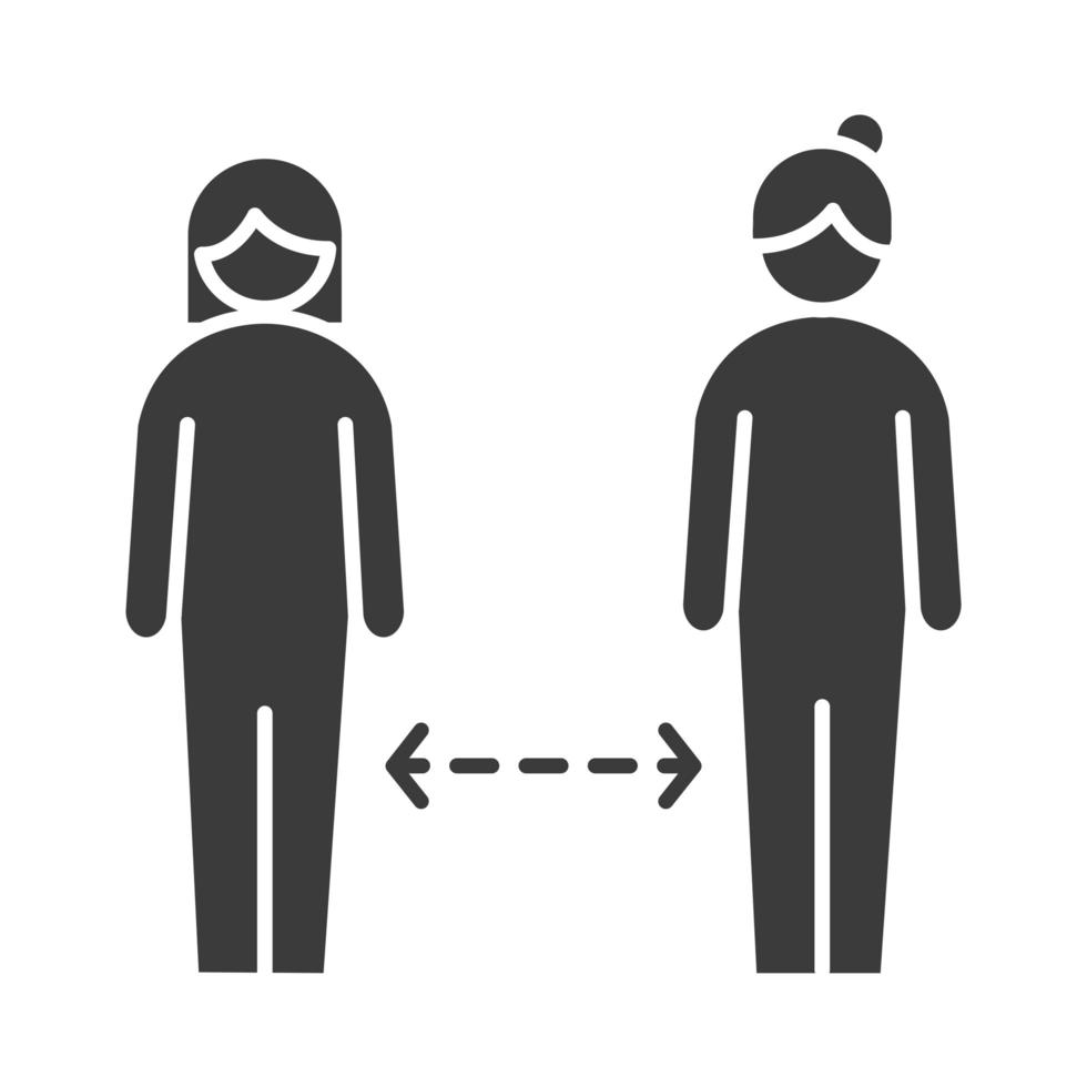 covid 19 coronavirus prevención del distanciamiento social la gente mantiene la distancia brote físico propagación icono de estilo de silueta vectorial vector