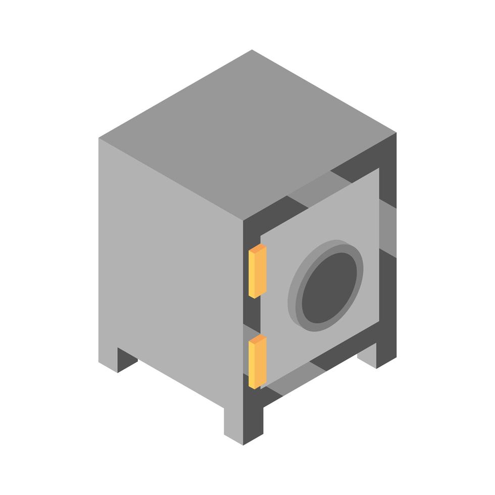isometric money cash currency safe box banking isolated on white background flat icon vector