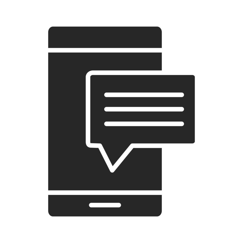 mobile phone or smartphone chat message bubble electronic technology device silhouette style icon vector