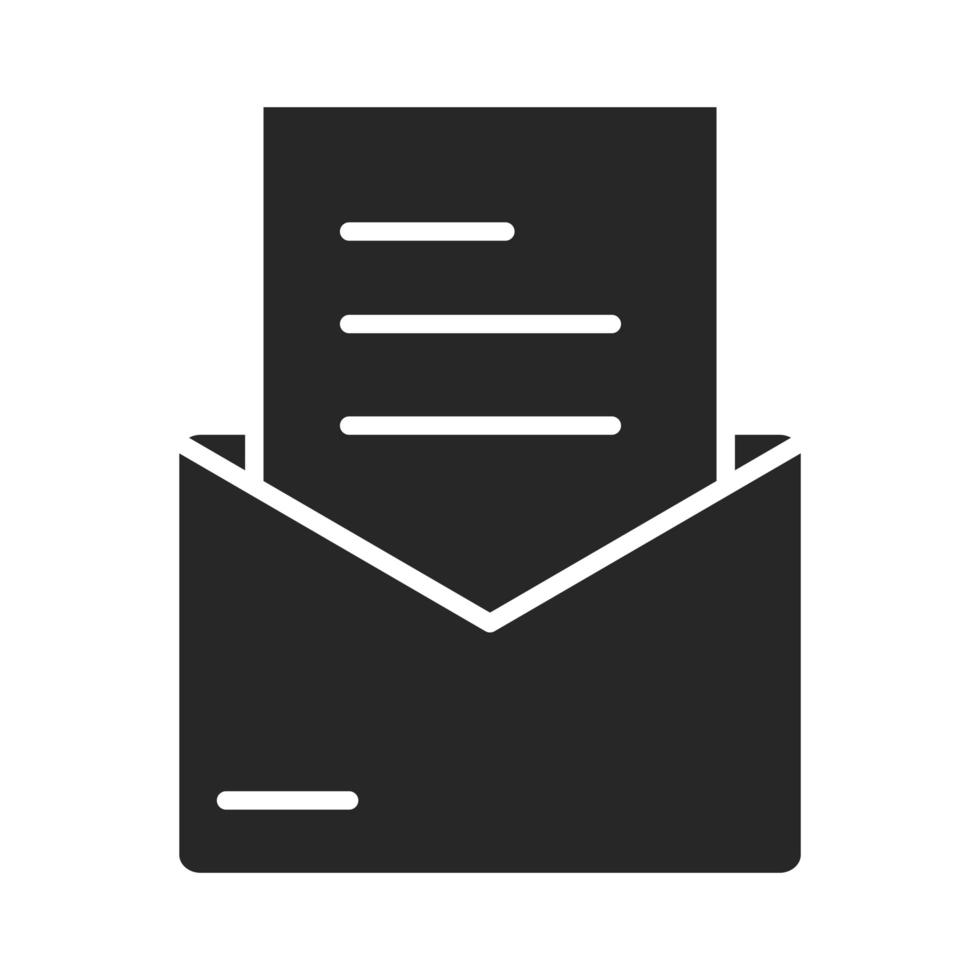 mensaje de correo electrónico carta sobre courier silueta estilo icono vector