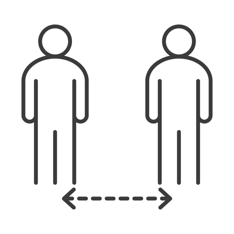 covid 19 coronavirus distanciamiento social personas que mantienen distancia por riesgo de infección brote propagación icono de estilo de línea vectorial vector