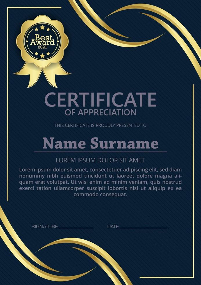 premium golden black certificate template design vector