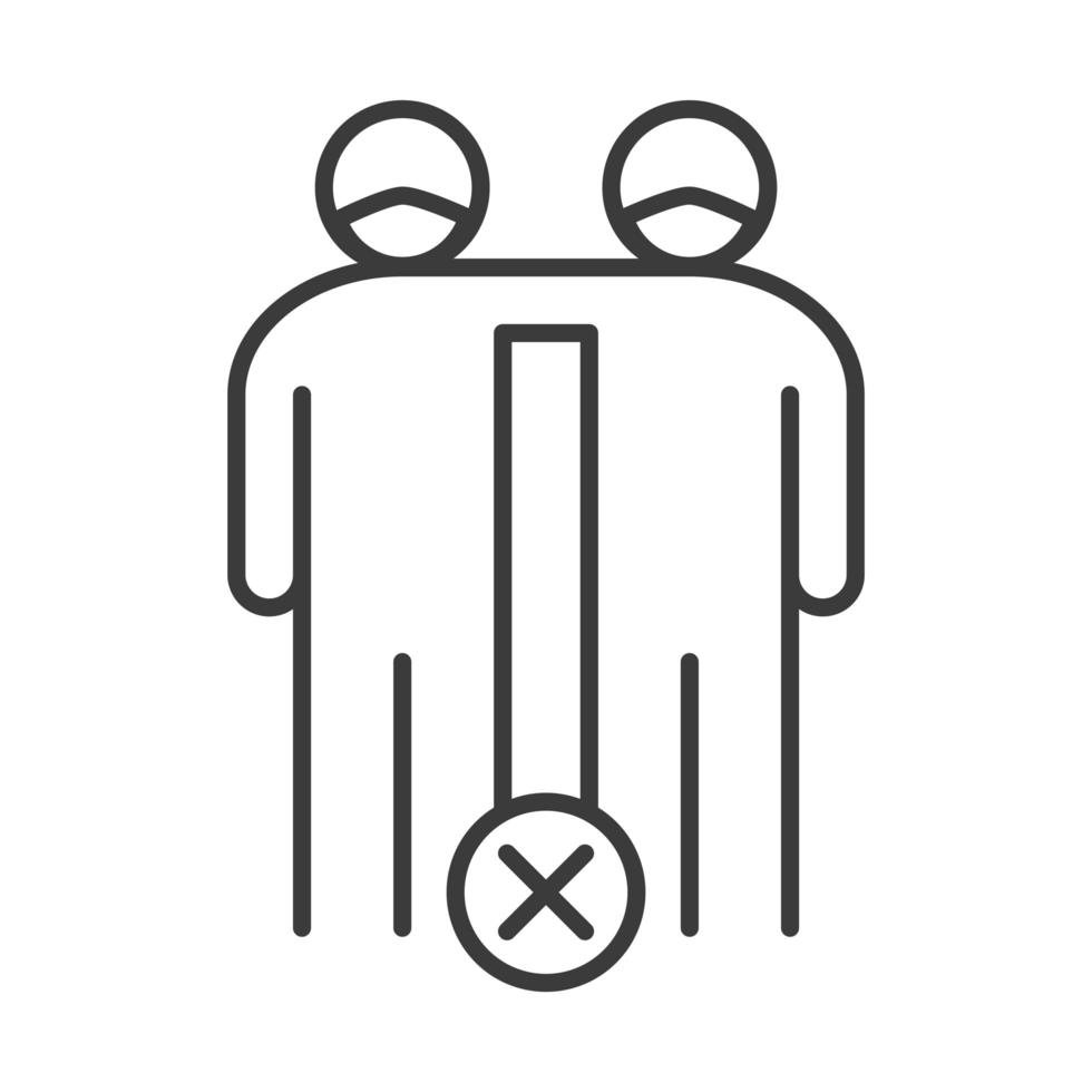 covid 19 coronavirus social distancing prevention avoid hugging outbreak spreading vector line style icon