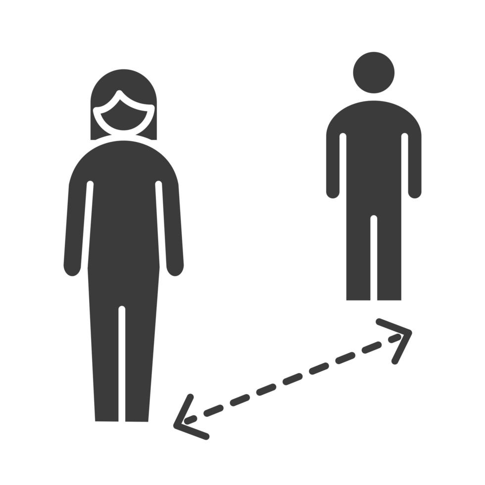 covid 19 coronavirus social distancing prevention people keep distance physical outbreak spreading vector silhouette style icon