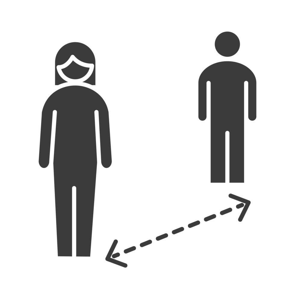 covid 19 coronavirus prevención del distanciamiento social la gente mantiene la distancia brote físico propagación icono de estilo de silueta vectorial vector