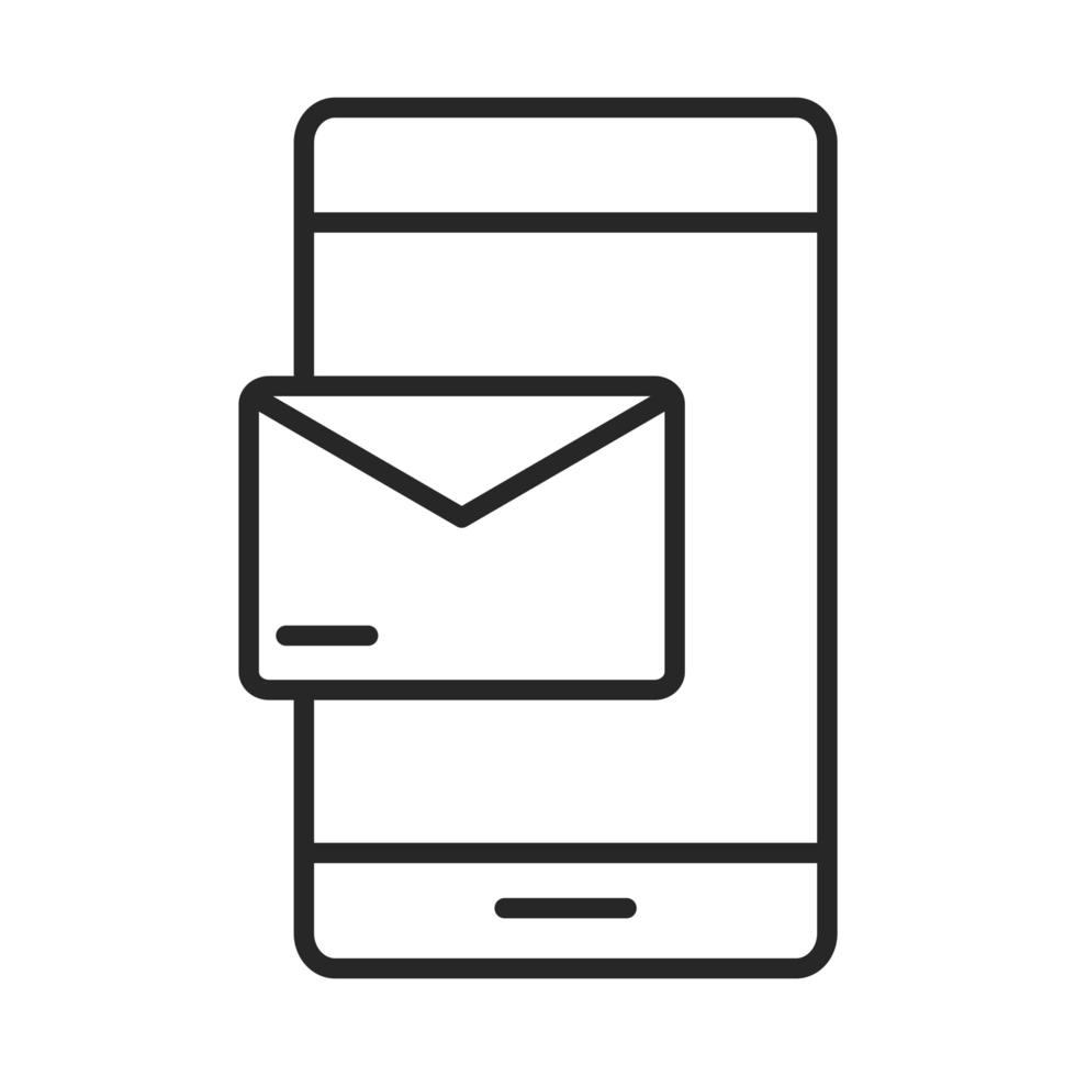 teléfono móvil o teléfono inteligente mensaje de correo electrónico icono de estilo de línea de dispositivo de tecnología electrónica vector