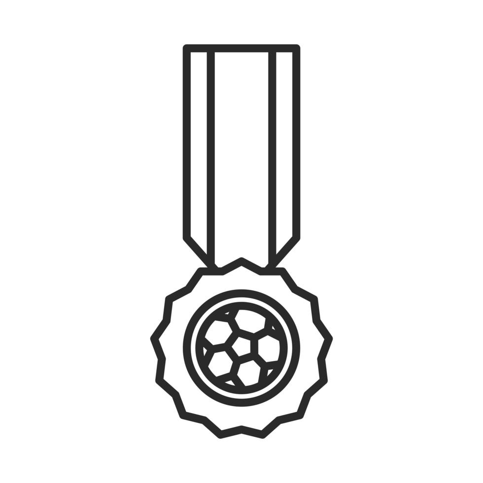 juego de fútbol medalla cinta premio liga torneo de deportes recreativos icono de estilo de línea vector
