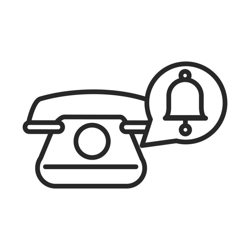 vintage phone alarm device line style icon vector