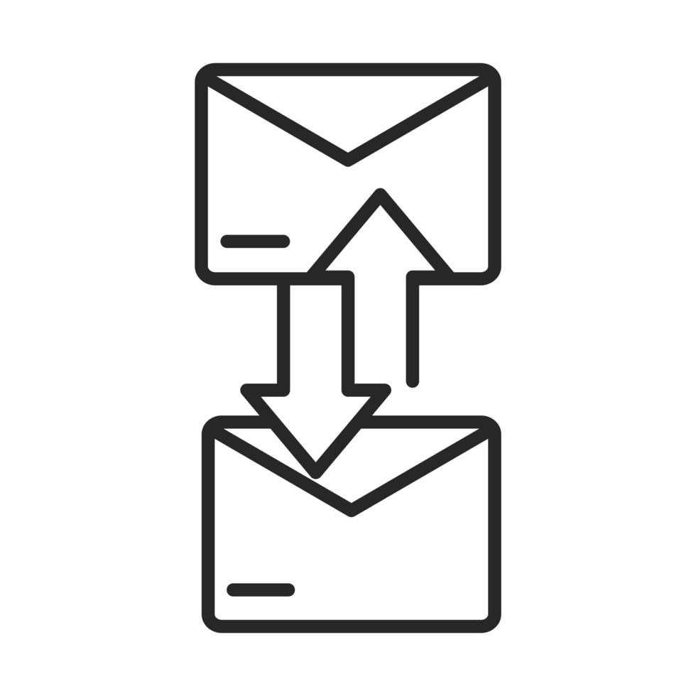 icono de estilo de línea de mensajería de comunicación de sobre de correo electrónico vector