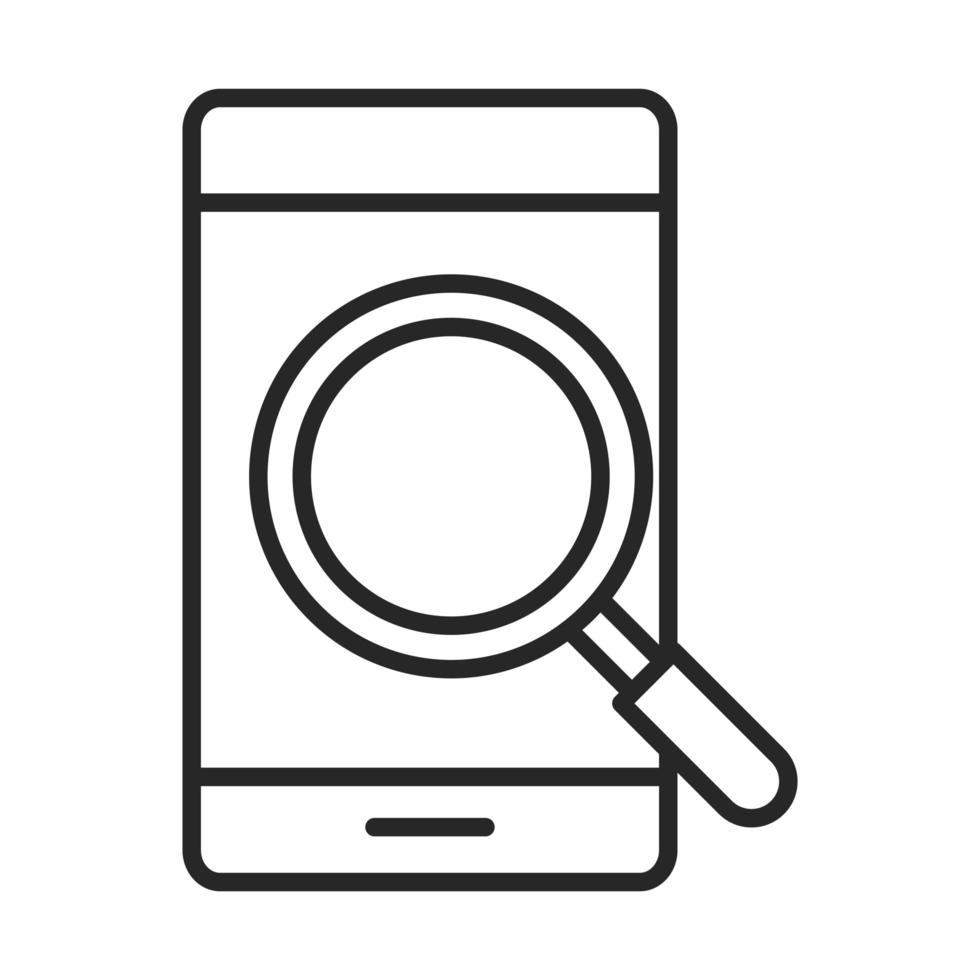 mobile phone or smartphone magnifier electronic technology device line style icon vector