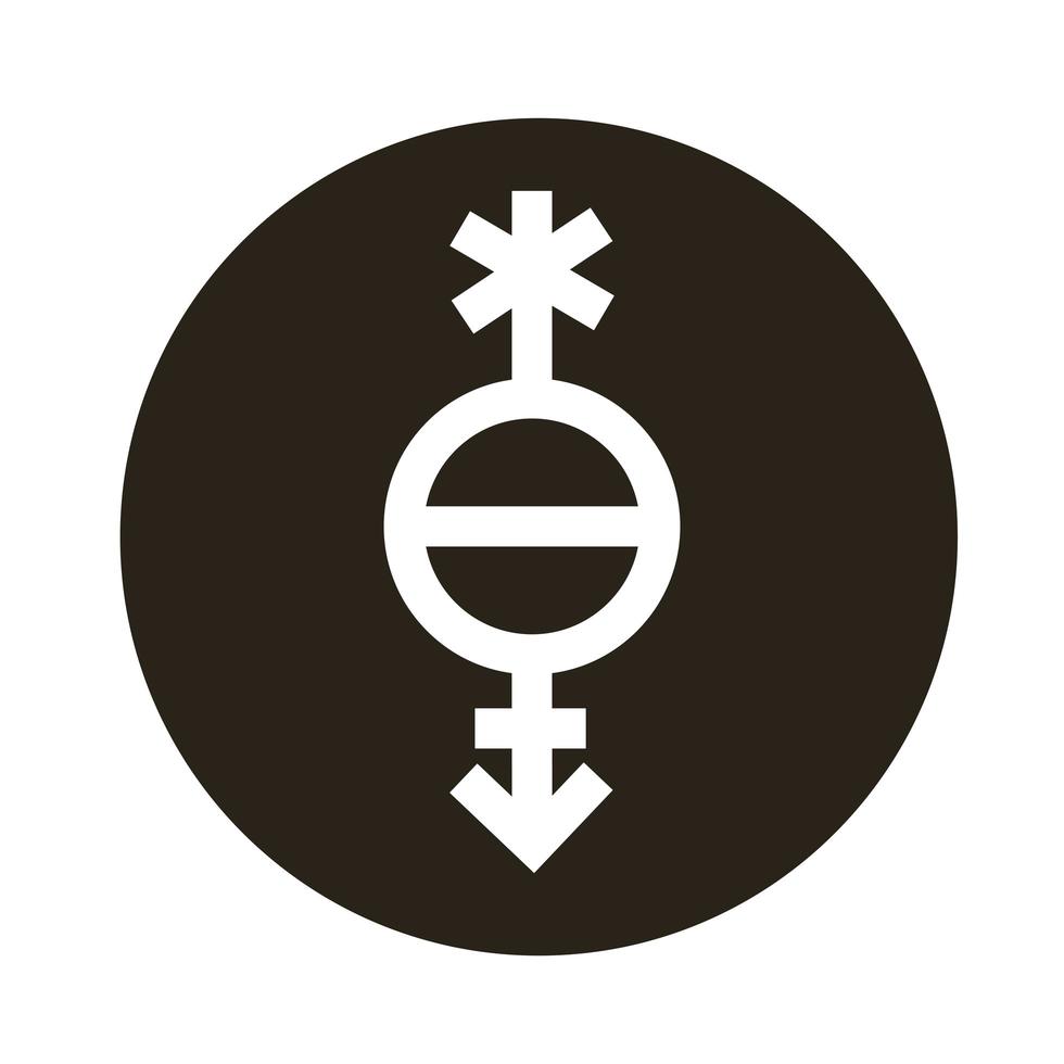 símbolo queer pangender del icono de estilo de bloque de orientación sexual vector
