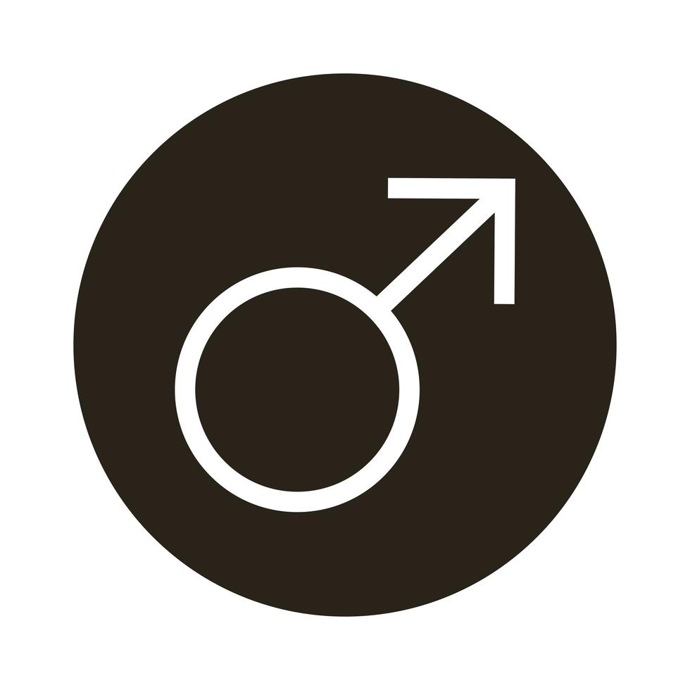 símbolo de género masculino del icono de estilo de bloque de orientación sexual vector
