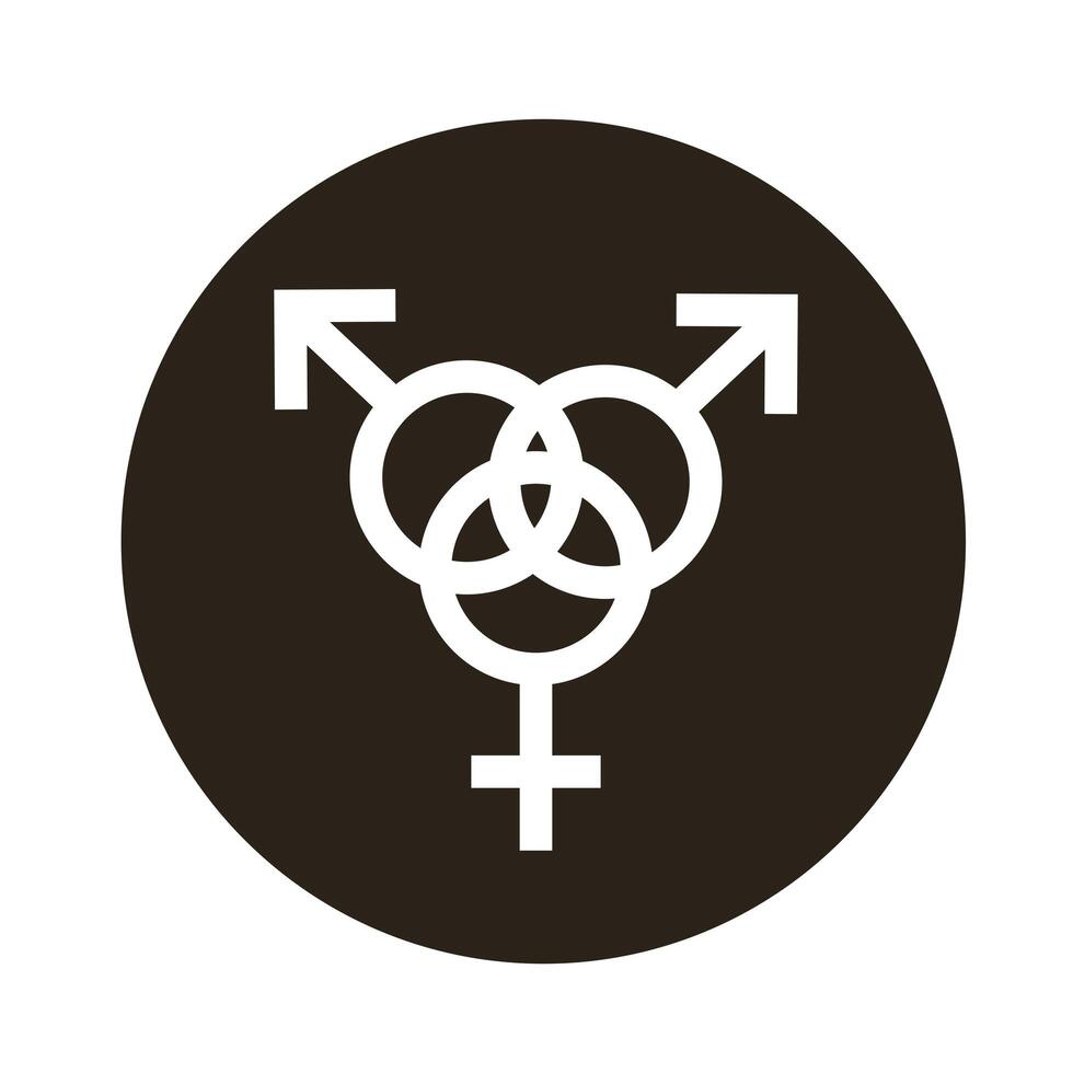 bisexual man gender symbol of sexual orientation block style icon vector