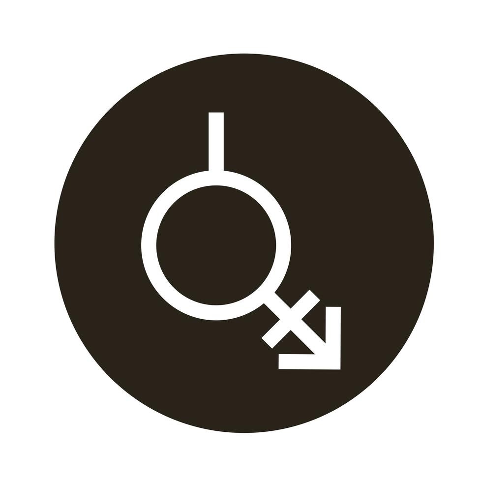 androgyne gender symbol of sexual orientation block style icon vector