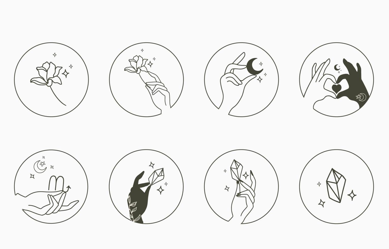 Beauty occult collection with hand vector