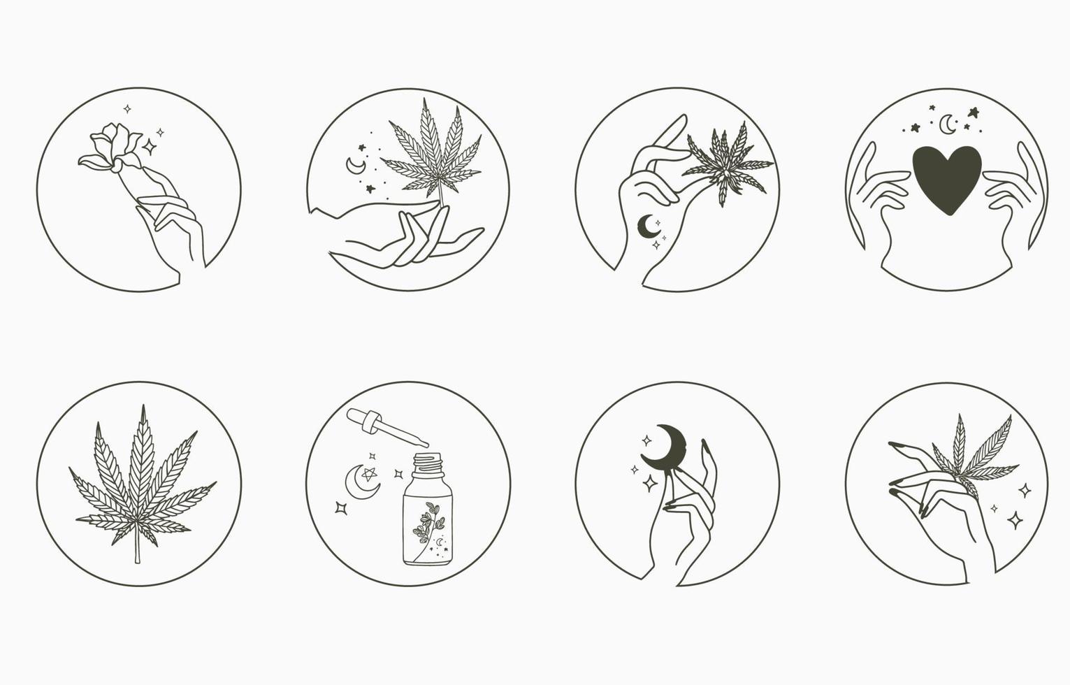 Line object collection with cannabis vector