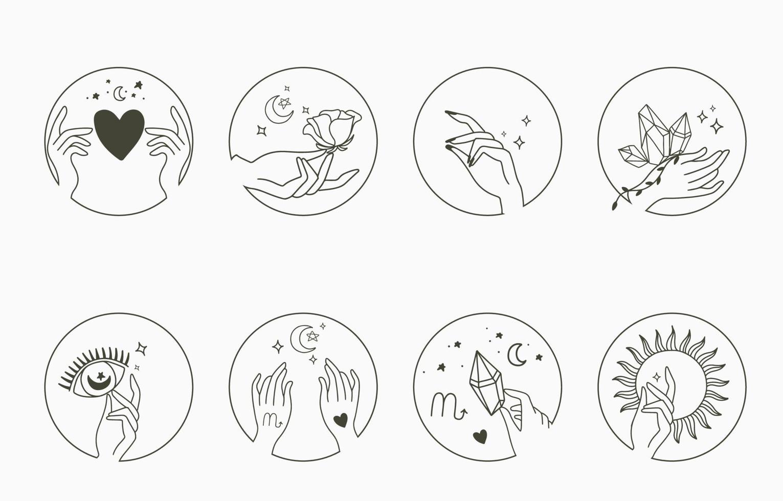 Beauty occult collection with hand vector