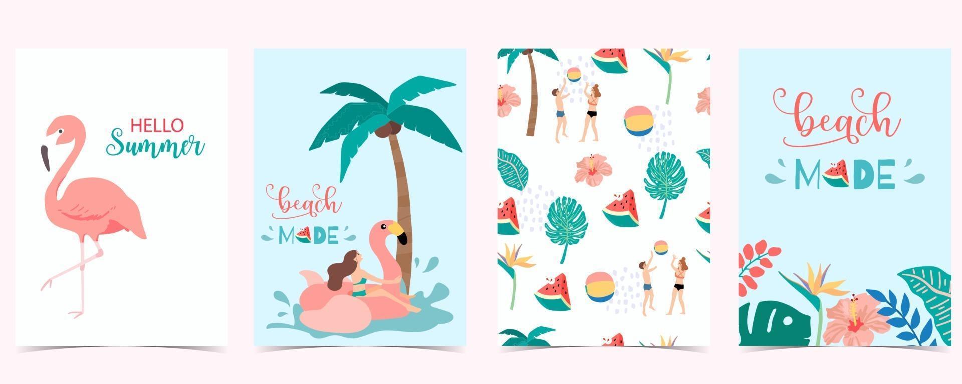 Collection of summer background set vector