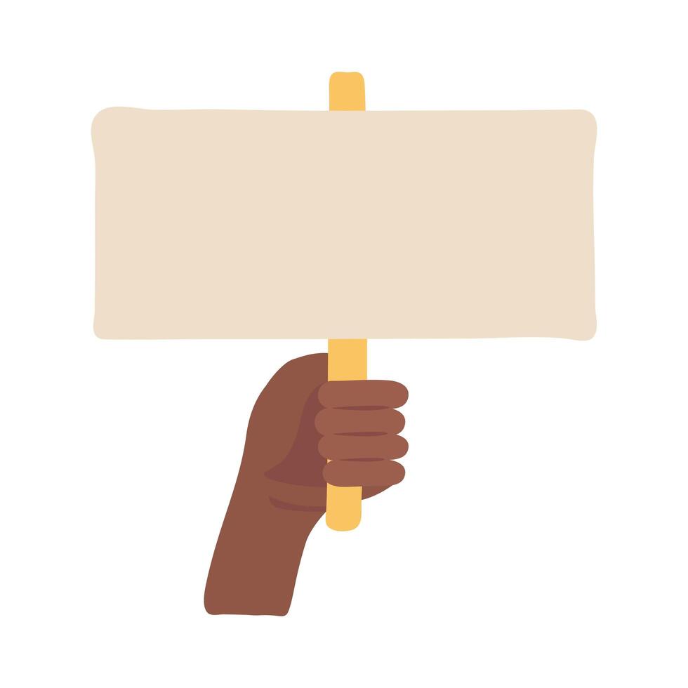 black hand protesting with banner flat style icon vector