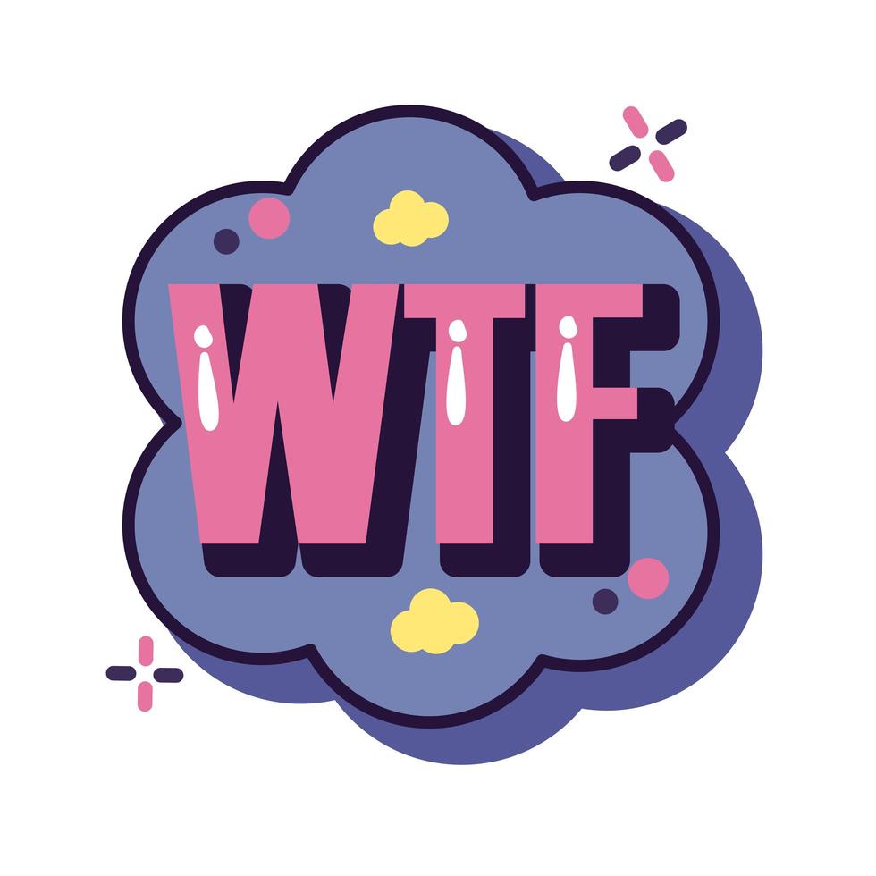 slang cloud expression with wtf word line and fill style vector