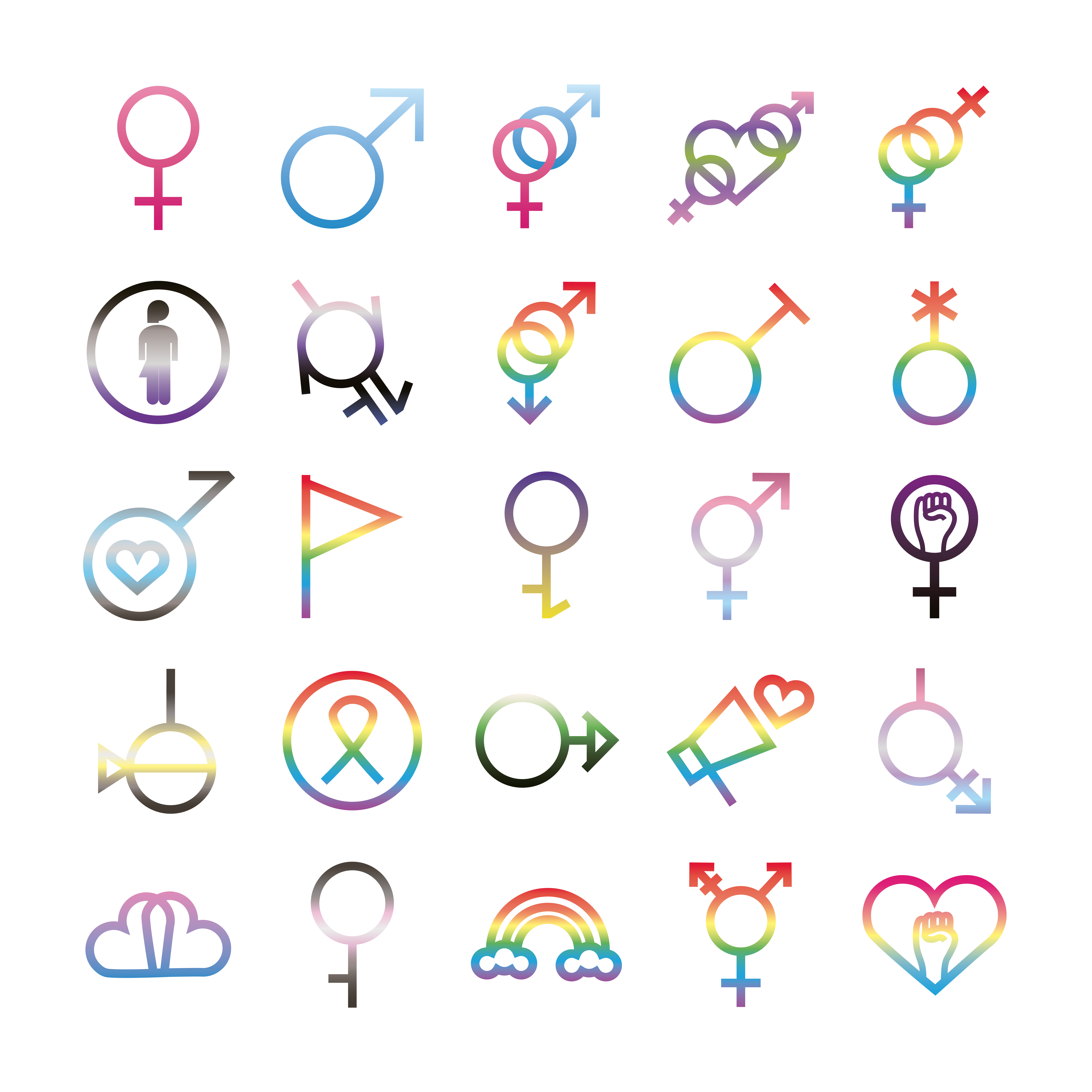 Bundle Of Twenty Five Gender Symbols Of Sexual Orientation Gradient Style Icons Vector Art At Vecteezy Bundle Of Twenty Five Gender Symbols Of Sexual Orientation Gradient Style Icons Vector Art At Vecteezy