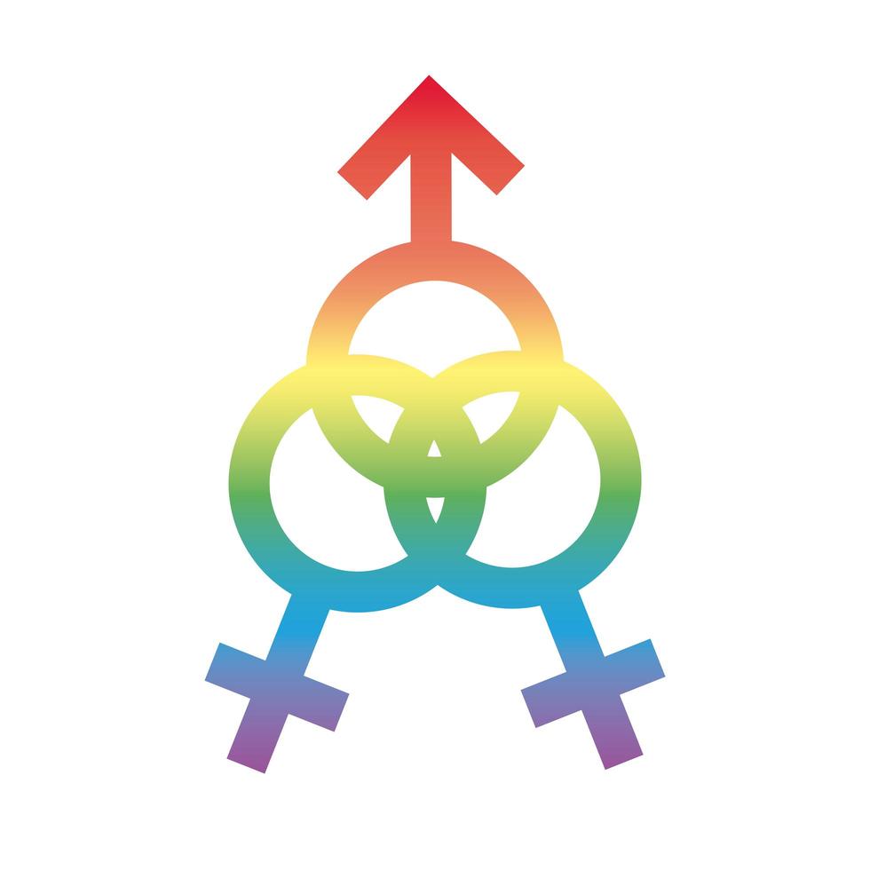 símbolo de género de mujer bisexual de icono de estilo degradado de orientación sexual vector