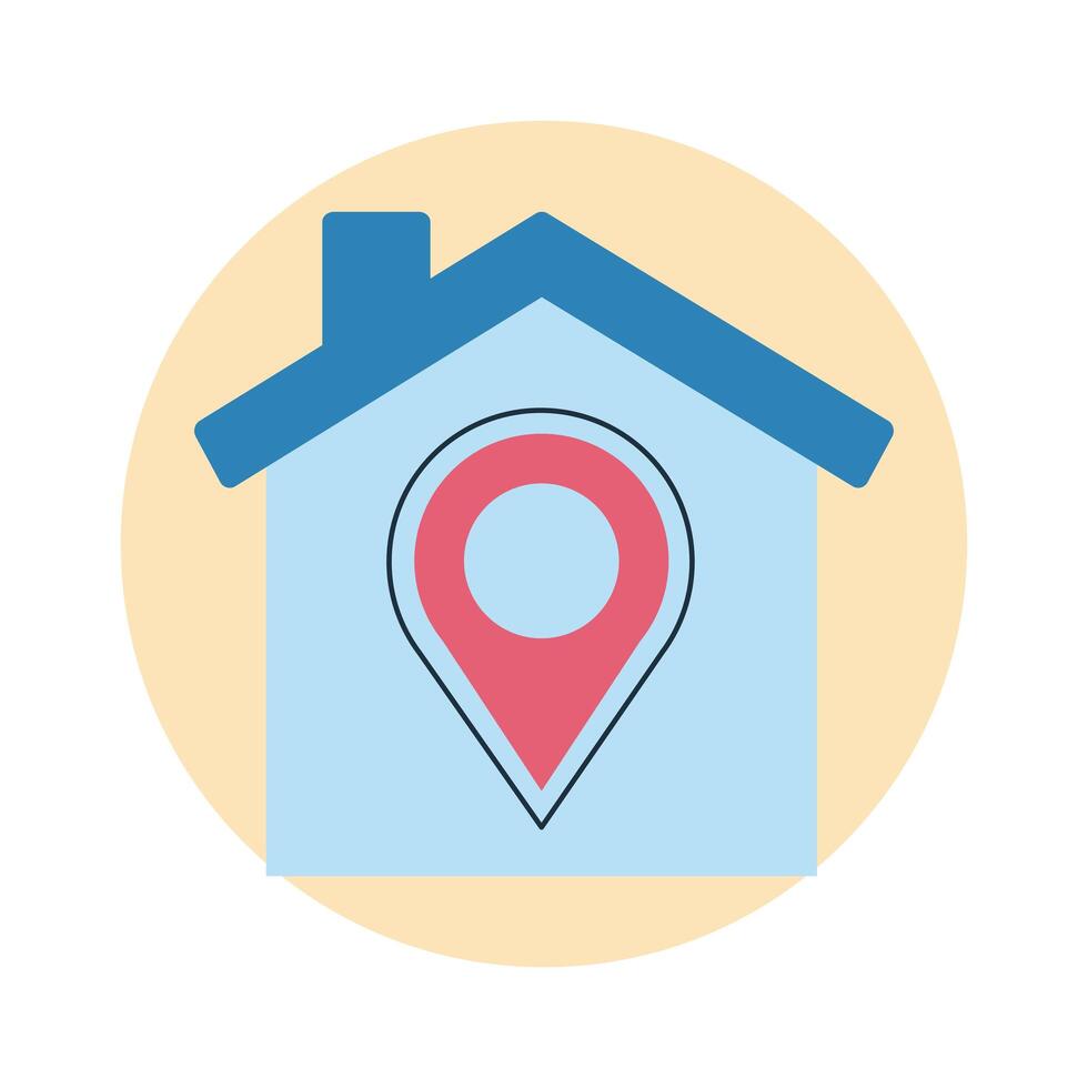 stay at home house with pin location covid19 prevention vector