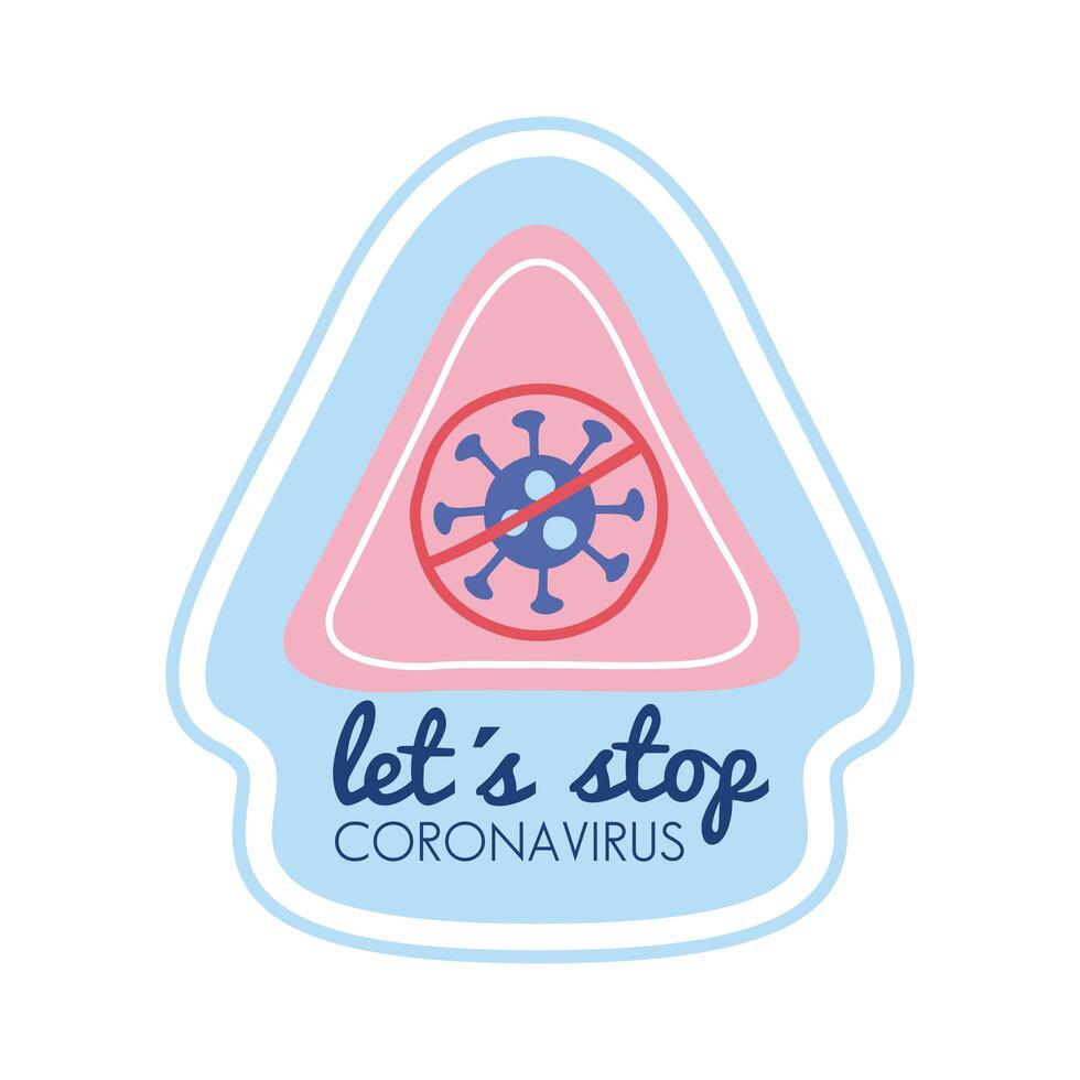 lets stop corona virus lettering campaign with triangular signal vector