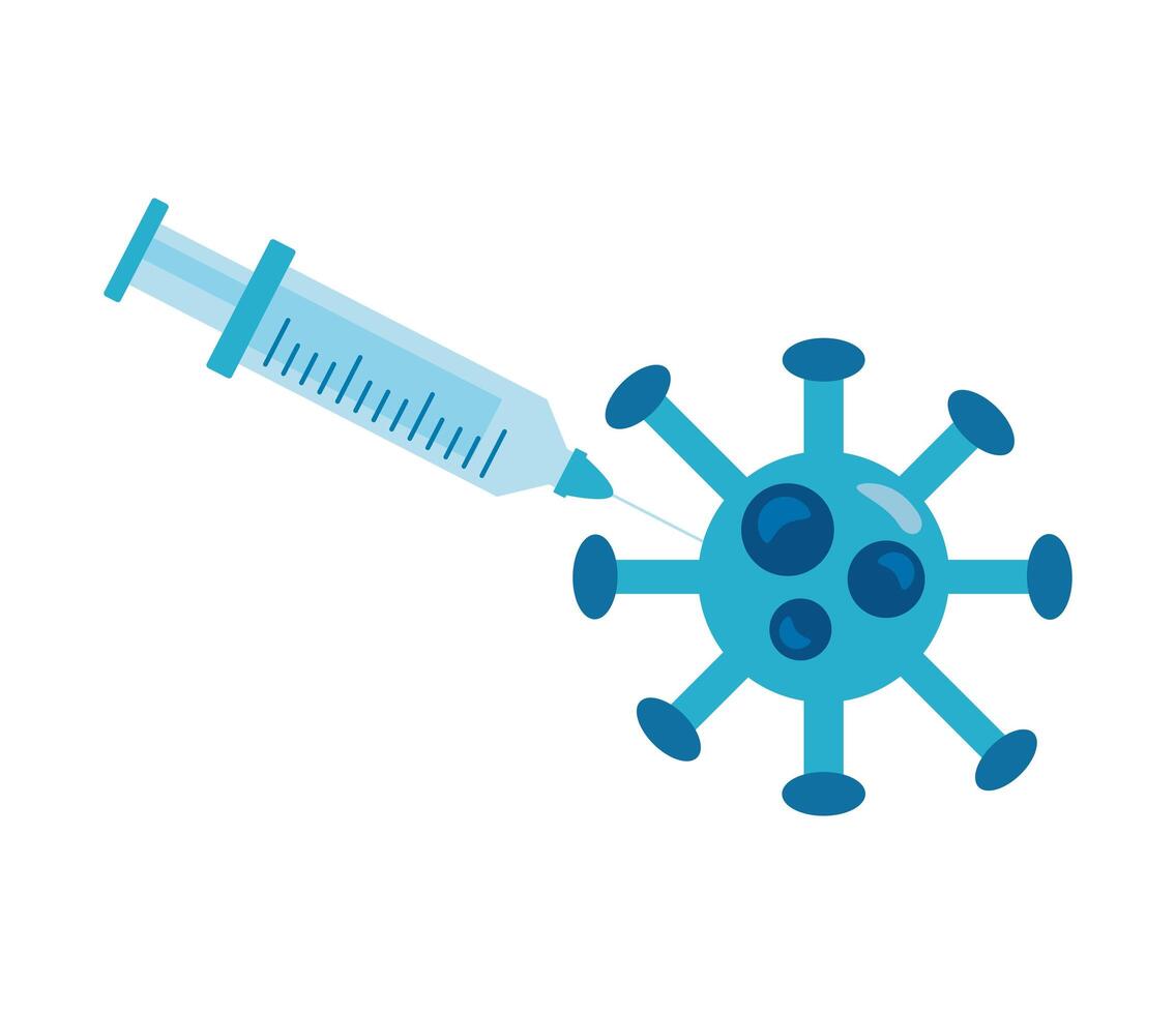 covid19 particle and syringe flat style icon vector