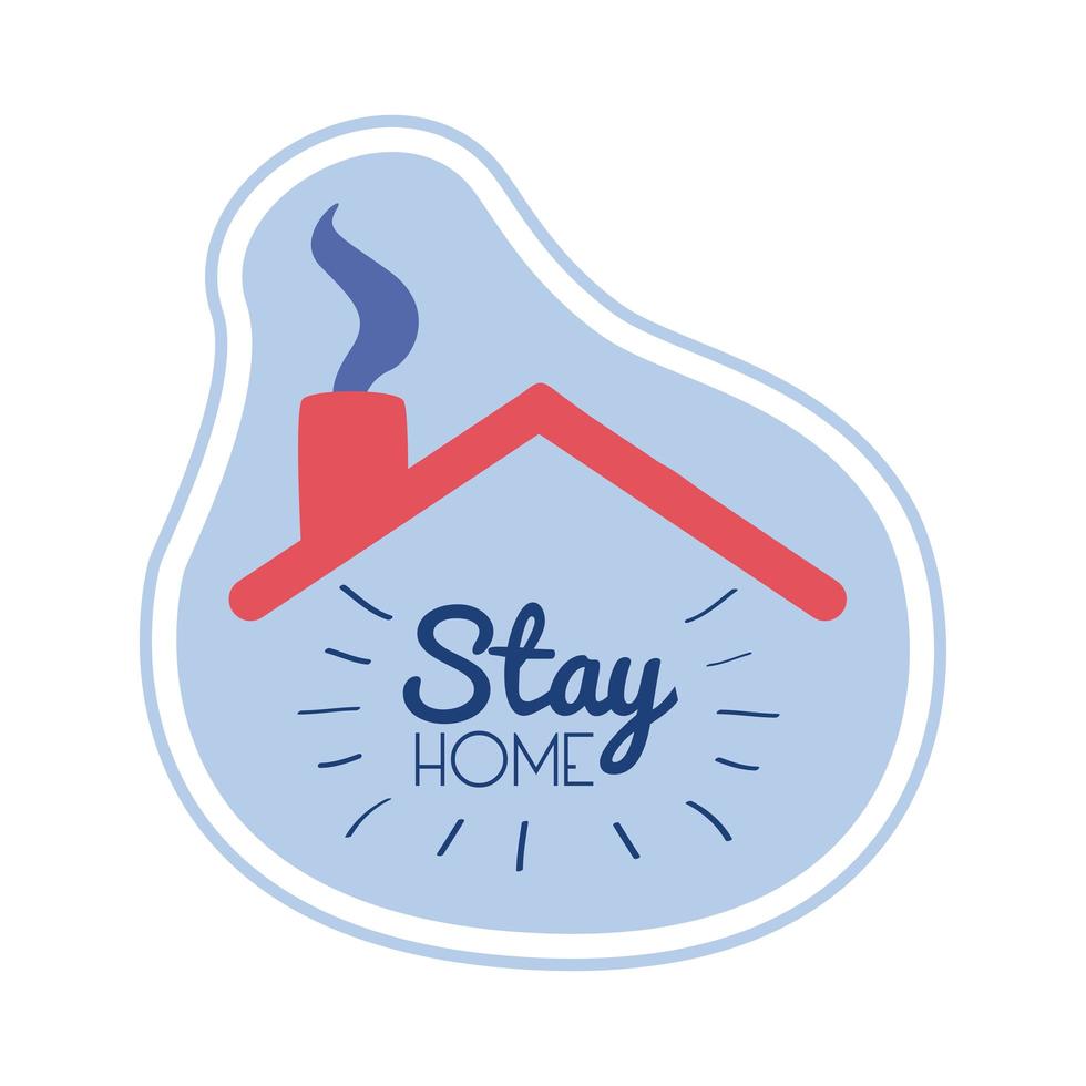 stay home lettering campaign with house roof vector