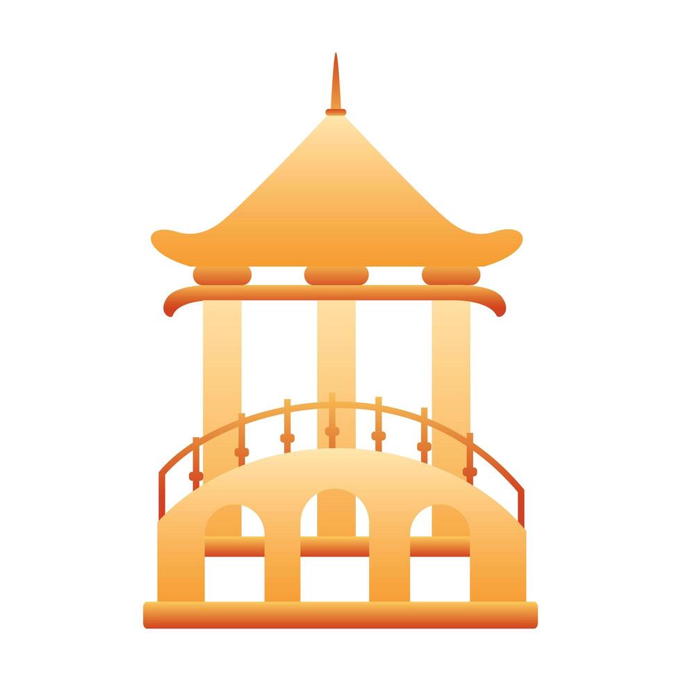 chinese tower columns structure icon vector