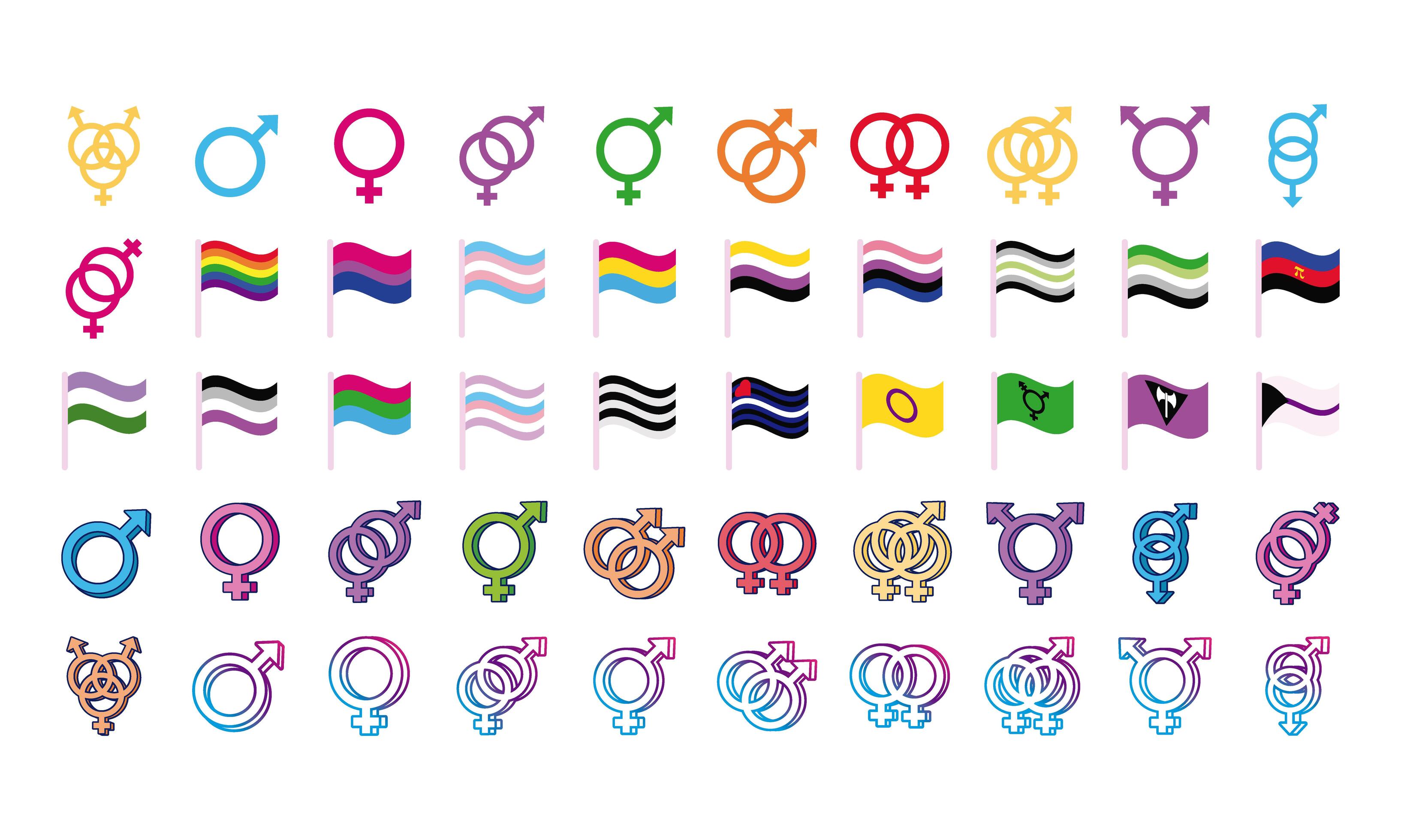 Bundle Of Genders Symbols Of Sexual Orientation And Flags Multi Style 