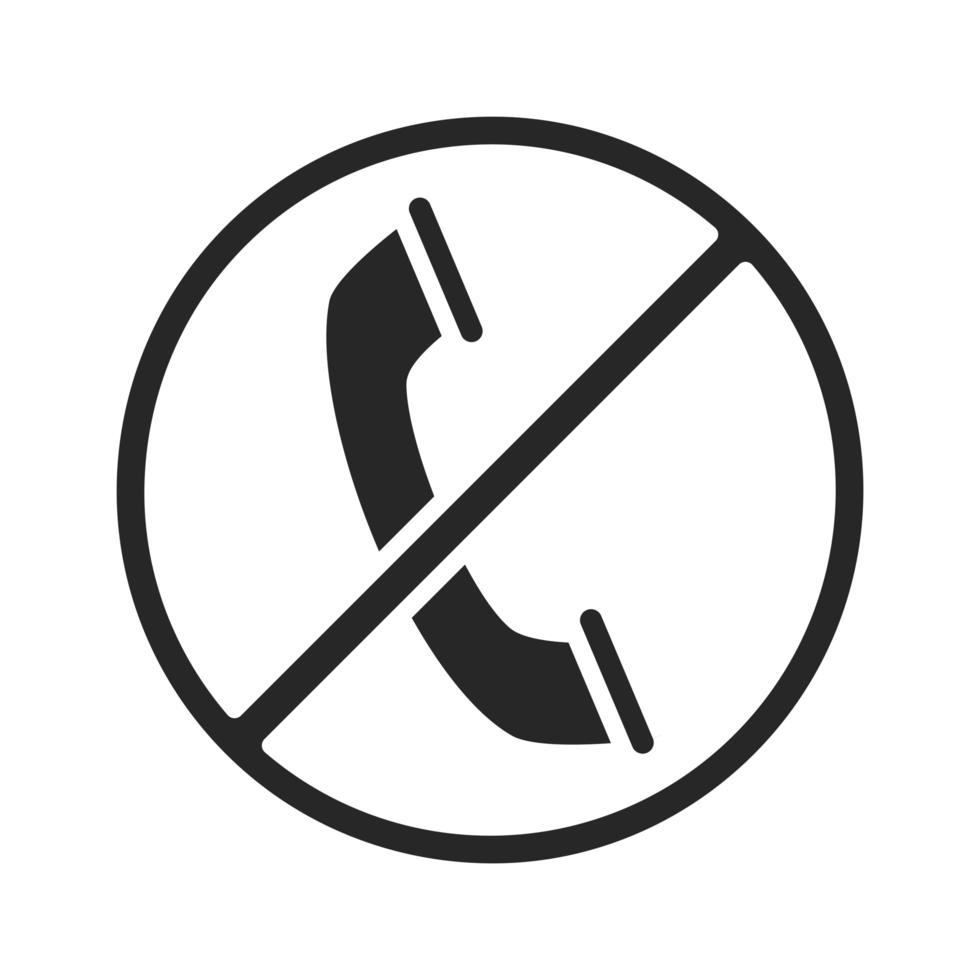 forbidden sign with phone communication silhouette style icon vector