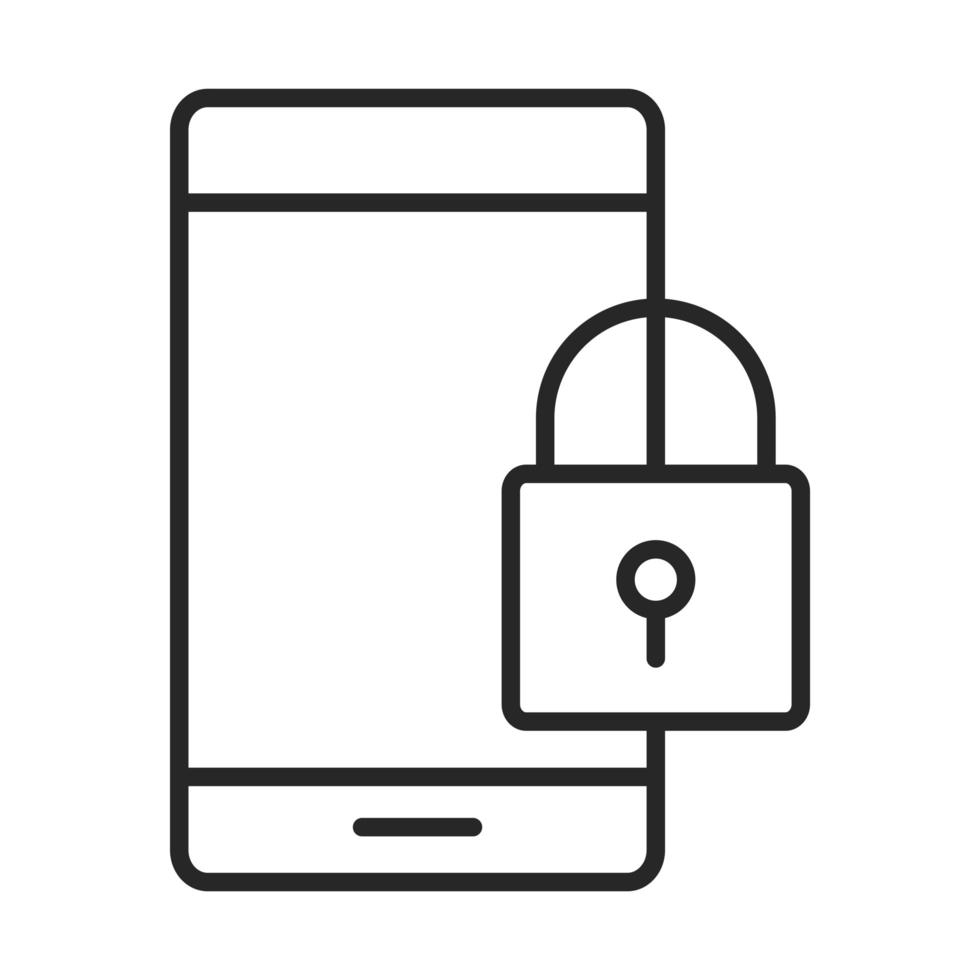 icono de estilo de línea de dispositivo de tecnología electrónica de seguridad de teléfono móvil o smartphone vector