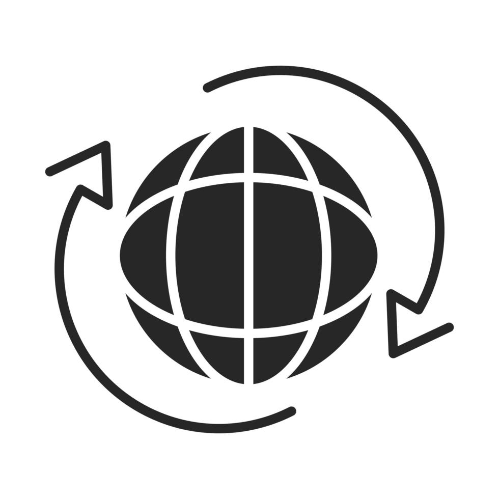 around world connection silhouette style icon vector